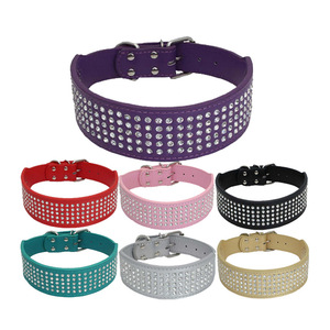 Collar de cuero para perro, accesorio de lujo de 3 pulgadas de ancho, grueso, ajustable, suave, cinco filas, moderno, duradero - Product Image 1