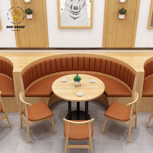 ชุดโซฟาบูธร้านอาหารเชิงพาณิชย์ ชุดโต๊ะพร้อมม้านั่งหนังหรูหรา สำหรับร้านอาหารหม้อไฟ บาร์บีคิว ร้านอาหารตะวันตก และคาเฟ่ - Product Image 1