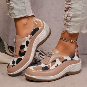 Chaussures de sport pour femmes IStapromo à imprimé léopard, nouvelle collection, avec fermeture éclair, talon compensé, respirantes, amortissantes, résistantes à l'usure, pour l'automne et le printemps - Product Image 2
