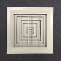 Diffuseur d'air de retour carré pour plafond 595x595mm, construction en aluminium, finition thermolaquée, design commercial, registre optionnel