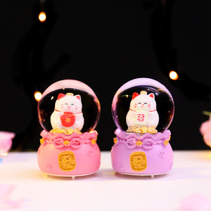 ลูกบอลคริสตัลการ์ตูนมินิแบบใหม่ขายส่ง, ของตกแต่งไฟกลางคืน 3 มิติเรืองแสง, ถุงนำโชค, ของขวัญสำหรับสาวๆ แมเนกิเนโกะ ขายตรง - Product Image 3