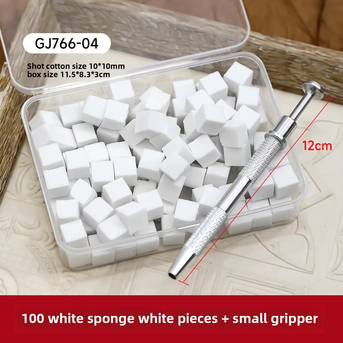 Caja de 100 unidades, color blanco, 10 mm + pinza pequeña (gj766-04)