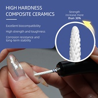 HYTOOS Embouts de ponceuse à ongles en céramique composite de 2 mm pour nettoyage sous les ongles, haute dureté, blanc, embout professionnel pour ponceuse électrique, pour nettoyage des cuticules et élimination du gel