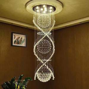 Lámpara colgante de tendencia Hotel escaleras Villa moderno lujo gota de lluvia espiral larga K9 araña de cristal - Product Image 6