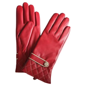 Femmes Nouvelle Mode Véritable Peau d'Agneau Shell Bemberg Doublé Blanc Passepoil <span class=keywords><strong>Ceinture</strong></span> Vérifié <span class=keywords><strong>Porte</strong></span> Extérieure Robe Quotidienne Gants en Cuir Main - Product Image 6