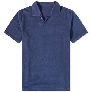 <span class=keywords><strong>Polo</strong></span> de <span class=keywords><strong>playa</strong></span> para hombre, camisa de cuello levantado con solapa de botones, Color Azul Marino - Product Image 1