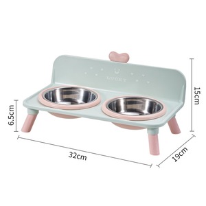Gamelle double surélevée en acier inoxydable - Mangeoire antidérapante pour protéger le cou - Product Image 1