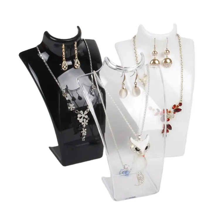 Tampilan Perhiasan Plastik Banyak Warna Maneken Dada Leher Berdiri untuk Kalung dan Anting-Anting