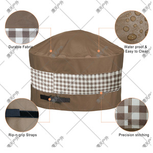 Housse de protection ronde pour barbecue, motif grille café, imperméable, accessoire de protection extérieure pour patio, cuisine domestique, cuisson et barbecue - Product Image 3