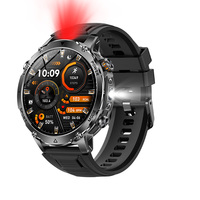 Montre connectée robuste AK106 avec batterie ultra longue durée 1400 mAh, appels Bluetooth, étanchéité IPX8, lampe torche sportive, bracelet en silicone noir et boussole – Direct Usine
