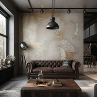Dalle en pierre frittée effet rouille métallique 3 mm, résistante à l'oxydation, panneau décoratif pour projets muraux artistiques d'hôtels et clubs