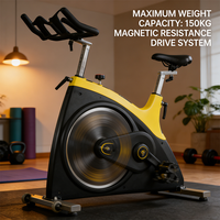 Bicicleta de Ejercicio para Gimnasio en Casa o Comercial, con Correa y Cadena de Transmisión, Plegable, Pantalla LCD, Resistencia Ajustable, Bicicleta de Cardio para Interiores