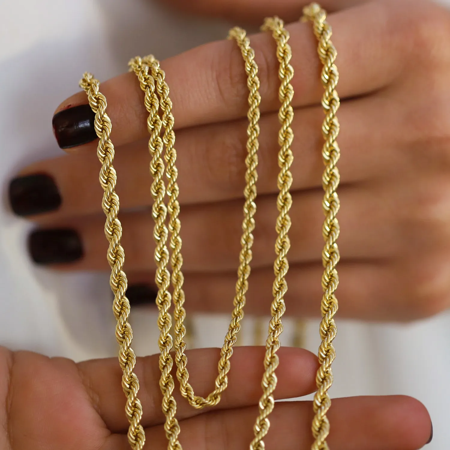 18k gerçek altın kaplama bükme halat zincir kolye paslanmaz çelik zincir gerdanlık kolye erkekler kadınlar zincirler 3mm 4mm 5mm