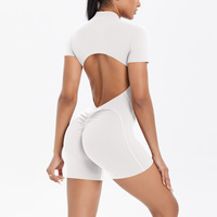 Combinaison à dos évidé avec fermeture éclair, effet fessier galbant, pour le sport et le fitness, avec coussinets de poitrine intégrés, tenue de yoga pour femme