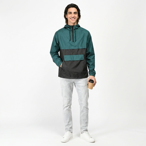 Chaqueta cortavientos Anorak impermeable para correr de nailon 100% al por mayor de dos tonos para hombre - Product Image 1