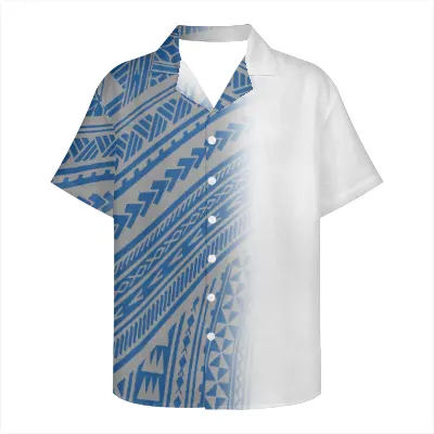 Polynesian Elei Tribal Design Customized Large Size Designer Clothing Famous Brands Men Fashionable Casual Design Aloha Shirt