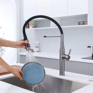 <span class=keywords><strong>Robinet</strong></span> mitigeur de <span class=keywords><strong>cuisine</strong></span> à tête rotative en laiton <span class=keywords><strong>flexible</strong></span> à 4 voies, style gris, connexions flexibles, <span class=keywords><strong>robinet</strong></span> de <span class=keywords><strong>cuisine</strong></span> durable - Product Image 2