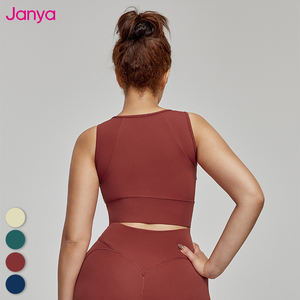 Logo kustom wanita Tank olahraga latihan luar ruangan sejuk ukuran besar atasan Yoga ritsleting bantalan tetap untuk dewasa berlari kurus - Product Image 4