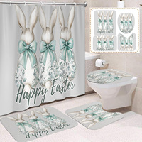 Rideau de douche en polyester motif lapin de Pâques et œuf, ensemble de rideaux de salle de bain, décoration de salle de bain, séchage rapide, installation facile, personnalisable