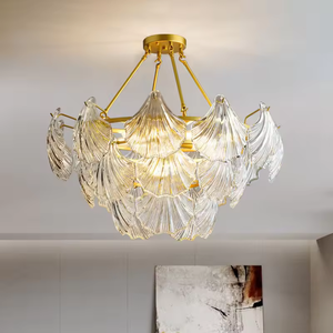 โคมไฟระย้าสีทองแบบนอร์ดิกโคมไฟระย้าแก้ว LED โคมไฟระย้าคริสตัลทันสมัย - Product Image 1