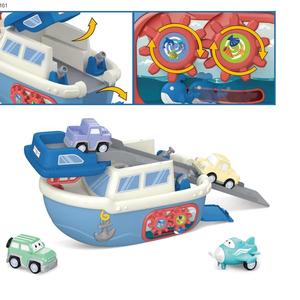 Barcos pista coche juguete niños multifuncional plástico Deformable Musical dibujos animados barco tirar hacia atrás pista Coche - Product Image 3