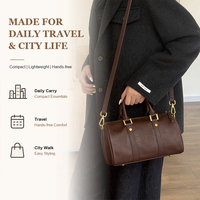 Sac Boston en cuir pleine fleur fait main pour femme, avec poignée supérieure, vintage, imperméable, mallette de bureau pour le travail, logo personnalisé