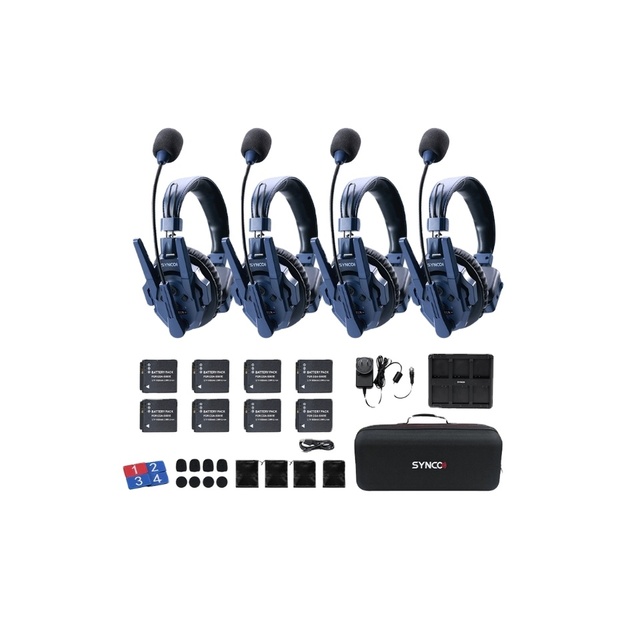 SYNCO Xtalk Master 2.4G Full Duplex Wireless Intercom Headset System Supports 8 Simultaneous Users Real-Time Monitoring Made