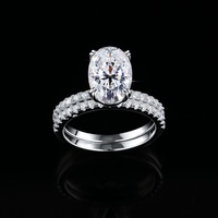 Bague pour femme en argent S925 incrustée de moissanite de luxe taille œuf de pigeon 4,5 carats, passe le test du stylo de test, ensemble adaptable pour alliance de mariage en moissanite