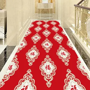 Красочный декоративный красный мохнатый ковер для коридора гостиницы