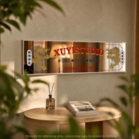 Miroir à cadre en aluminium, dos en acier inoxydable, logo décoratif suspendu, miroir d'intérieur pour magasin, plaque publicitaire promotionnelle