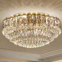 Prix usine luxe salon salle à manger chambre cuisine bar rond doré décoration cristal plafonnier lumière pour vivre