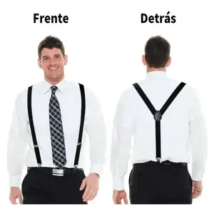 Ensemble bretelles et nœud papillon réglables, largeur 3,5 cm, pinces métalliques en polyester pour adultes - Product Image 6