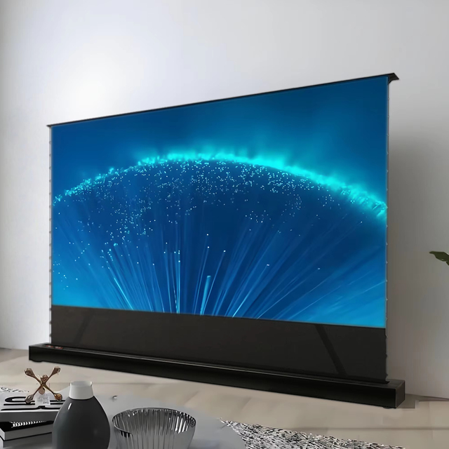 UHD High Quality 4K CBSP UST ALR Electric Floor Rising Projector Screen for Laser UST Projector Home Motorized Projection Screen
