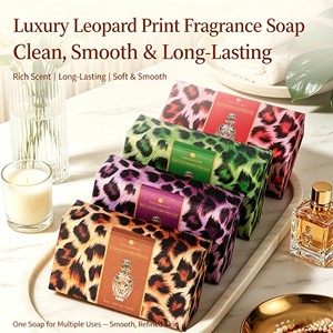 Luxury Leopard Print Solid Fragrance Scented Handmade Body <b>Soap</b> Long Lasting Soft Smooth Gift Packaging - Product Image 1