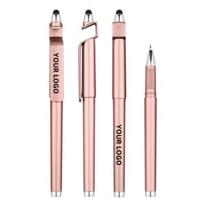 Stylos gel personnalisés haut de gamme avec logo, minimalistes, pour publicité d'entreprise, encre noire optimale 0,5 mm, plastique neutre - Product Image 3