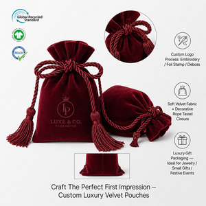 Bolsas de Terciopelo con Cordón y Logotipo Personalizado Bordado, Elegantes, para Empaque de Joyería - Product Image 1