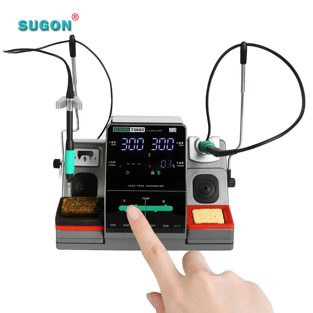 Double Work Position SUGON T3602 Soldering Iron With JBC Solder Tips 2 IN 1 Digital BGA Rework Station For Mobile Phone Repair