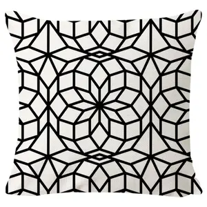 Geometris bergaris hitam dan putih Diagonal garis miring melempar sarung bantal