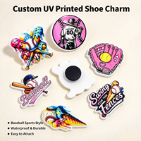 Accessoires de chaussures en PVC personnalisés en usine, imprimés UV, sur le thème du baseball (batte, gant), breloques et épingles pour sabots