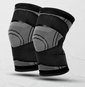 Protège-genou tricoté de sport en gros, fitness masculin en cours d'exécution pour protéger le genou sangle en nylon de sport à courte pression