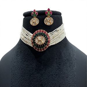 สร้อยคอชอคเกอร์ทองเหลืองชุบทองประดับมอสซาไนต์คุณภาพพรีเมียมสุดพิเศษสำหรับผู้หญิง คอลเลคชั่นงานปาร์ตี้ - Product Image 2