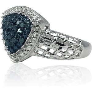 Triangle Halo Wedding <b>Ring</b> 0.40 Ct Round Natural Diamond 925 Sterling <b>Silver</b> Pave Setting Women's Fashion <b>Ring</b> - Product Image 1