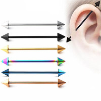 Stainless Steel Double-Ended Pointed Cone Long Rod Extra-Long Piercing Jewelry Double Ear Hole Ear Bridge Stud Earrings