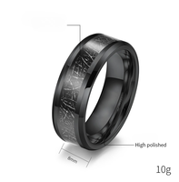 Bague large en acier inoxydable noir à texture météorite, bord biseauté, style statement, en stock pour hommes