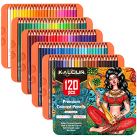Ensemble de 120 crayons de couleur KALOUR dans une boîte en métal avec 120 crayons de couleur de qualité supérieure et mine souple pour le dessin, le croquis et la coloration