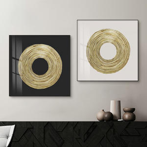 <span class=keywords><strong>Peinture</strong></span> murale moderne Simple avec impression sur toile, <span class=keywords><strong>cercle</strong></span> doré abstrait, décoration luxueuse pour salon - Product Image 3