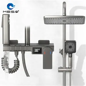 MESA shower combo set bath tap and shower head mixer set with pressure control and digital display