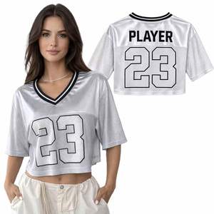 Camiseta Corta Personalizada para Fans de Grupos Femeninos de Conciertos, Estilo Boxy, Oversize, Vintage, de Malla, Tipo Jersey de Fútbol Americano - Product Image 1