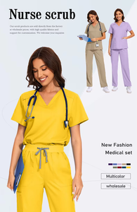 Ensemble de gommage à la mode les plus vendus en gros ensemble d'uniformes de médecin pour femmes en soins infirmiers ensemble de gommage d'hôpital médical uniforme d'infirmière - Product Image 2