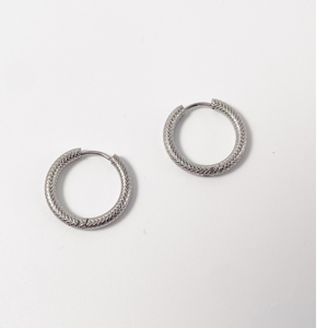 Textured Stainless Steel Huggie <b>Hoop</b> <b>Earrings</b> | PVD 18K GolD Plated With <b>Hinge</b> Closure | Waterproof,Hypoallergenic & Non-Fading - Product Image 3